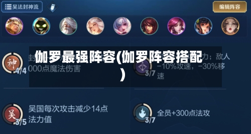伽罗最强阵容(伽罗阵容搭配)