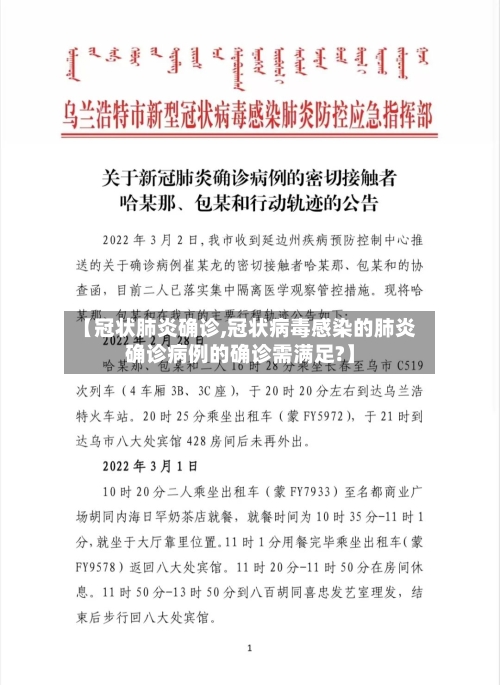 【冠状肺炎确诊,冠状病毒感染的肺炎确诊病例的确诊需满足?】