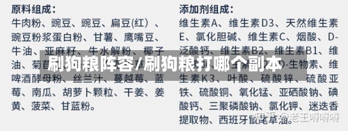 刷狗粮阵容/刷狗粮打哪个副本-第3张图片