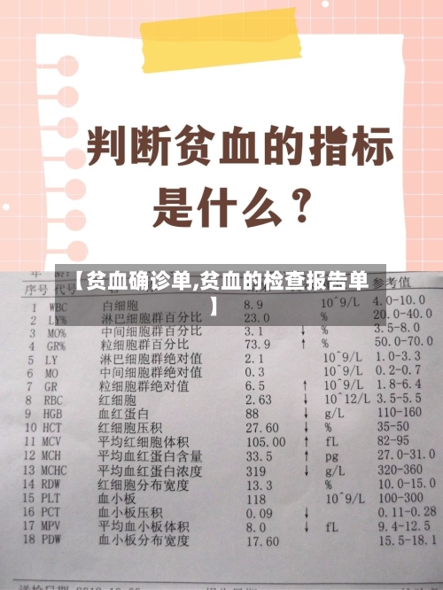 【贫血确诊单,贫血的检查报告单】-第2张图片