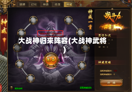 大战神归来阵容(大战神武将)