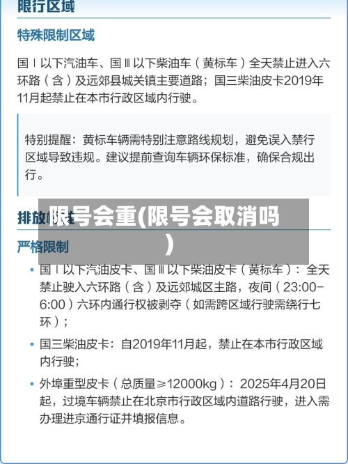 限号会重(限号会取消吗)-第3张图片
