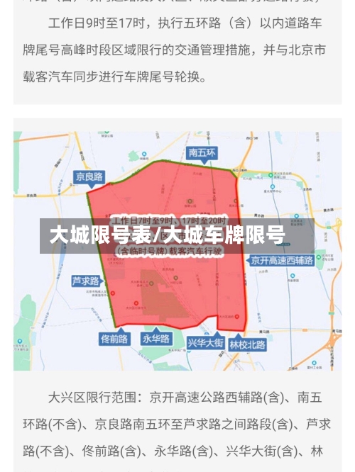 大城限号表/大城车牌限号