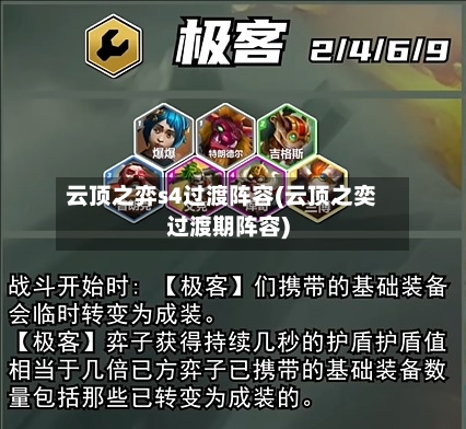 云顶之弈s4过渡阵容(云顶之奕过渡期阵容)