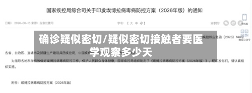 确诊疑似密切/疑似密切接触者要医学观察多少天