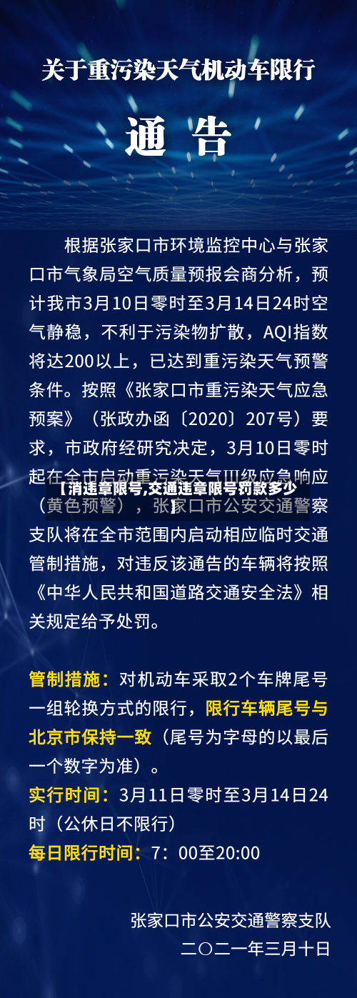 【消违章限号,交通违章限号罚款多少】