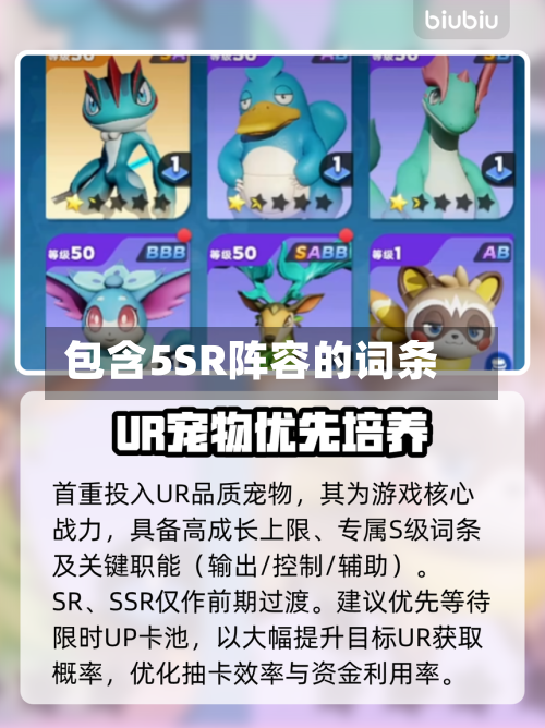 包含5SR阵容的词条