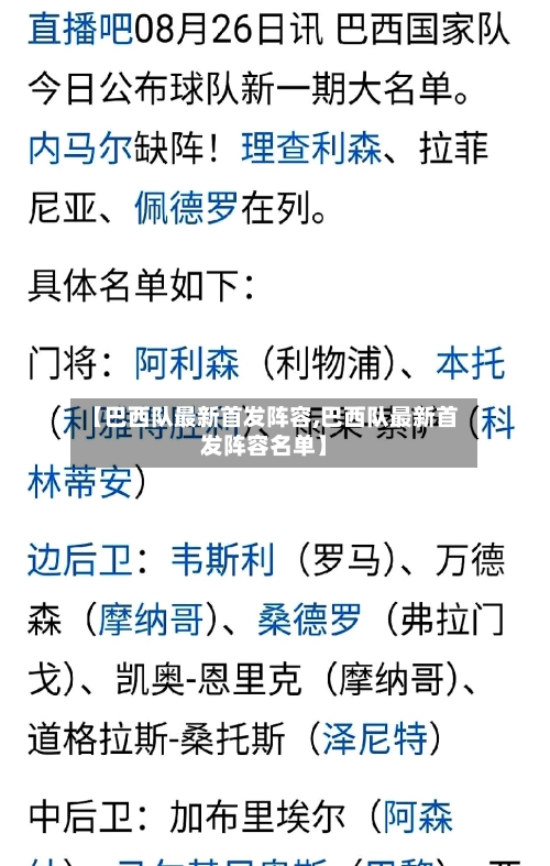 【巴西队最新首发阵容,巴西队最新首发阵容名单】-第2张图片