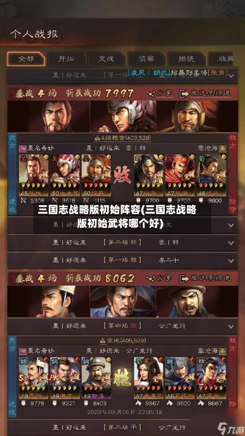 三国志战略版初始阵容(三国志战略版初始武将哪个好)