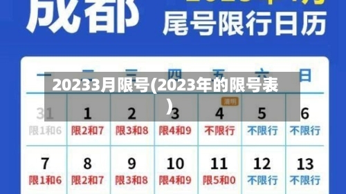 20233月限号(2023年的限号表)