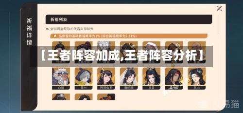 【王者阵容加成,王者阵容分析】