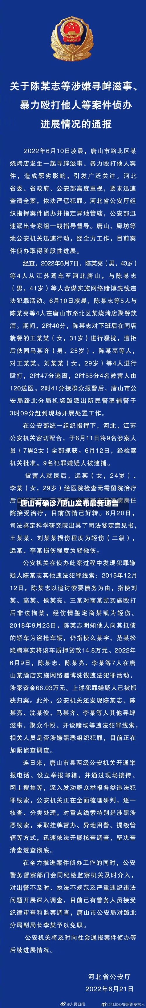 唐山有确诊/唐山发布最新通告