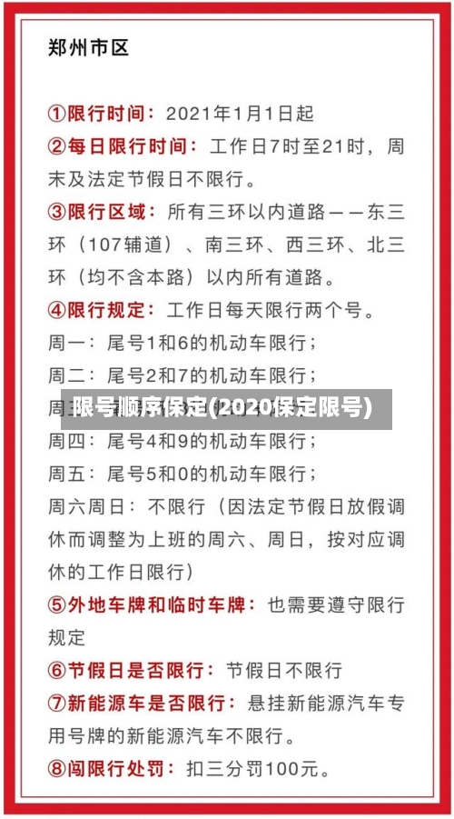 限号顺序保定(2020保定限号)-第2张图片